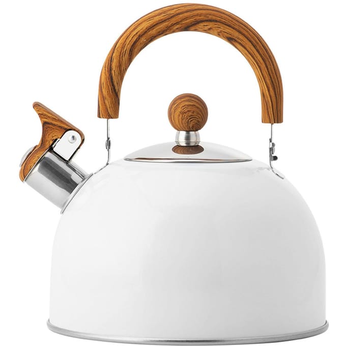 Fluitketel voor op het fornuis, roestvrij staal, opvouwbare handgreep, keukenbenodigdheden, 2,5 l, wit white