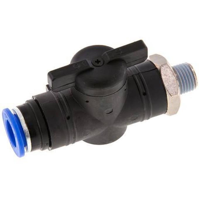 12 mm - R1/4'' Kunststof/Messing rechte 2-Weg Kogelkraan