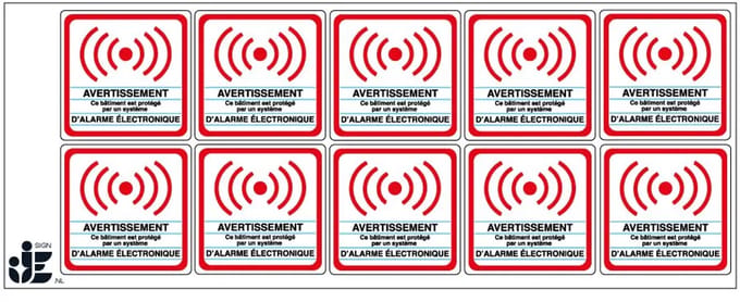 Système d'alarme électronique sticker | 5 x 5 cm - 10 stuks per vel