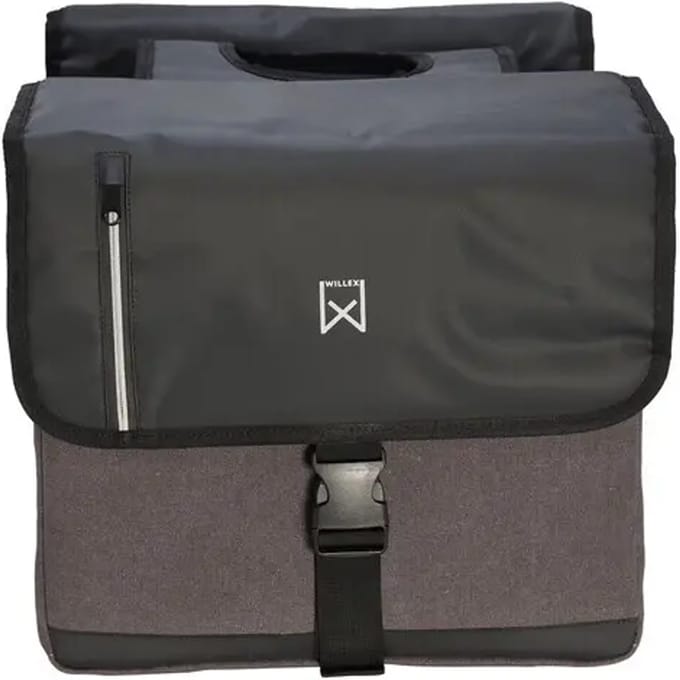 Willex - Dubbele Canvas Bisonyl Tas - 46 Liter - Universele Bevestiging - Zwart/Grijs