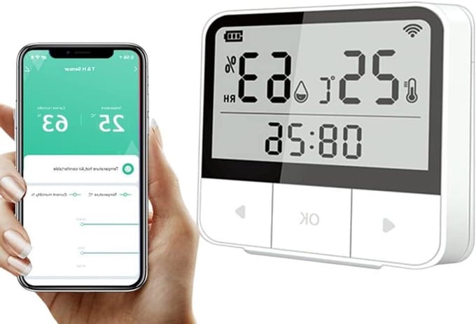 Temperatuur Vochtigheid Monitor - Slimme Sensor - Binnen Klimaat - Wifi Data Overdracht - 3 Stuks - Wit