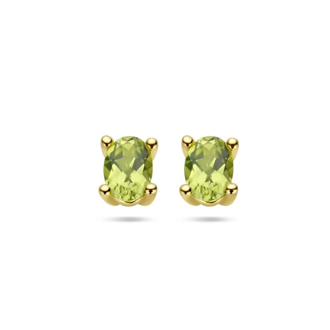 YO&NO - Oorknoppen - Peridot - Groen - 4 bij 6mm - Goud