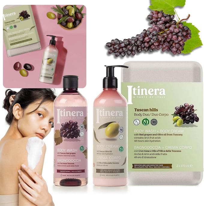 ITINERA Geschenkset: Hydraterende Bodylotion + Conditioner voor Krullend Haar 2x370ml