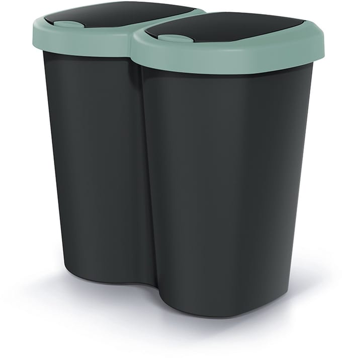 Compacta B Duo - Prullenbak - 40L - één compartiment twee deksels - Zwart / Groen