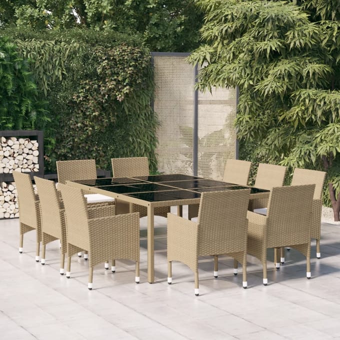 vidaXL - 11-delige - Tuinset - poly - rattan - beige