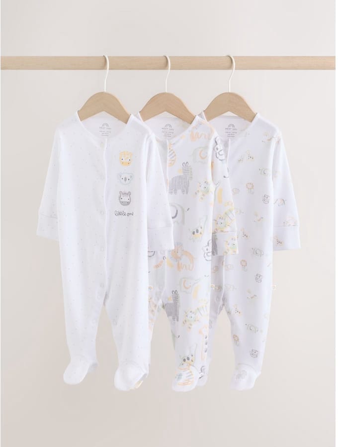 Next - Pasgeboren unisex - Set van 3 babypyjama's - Wit