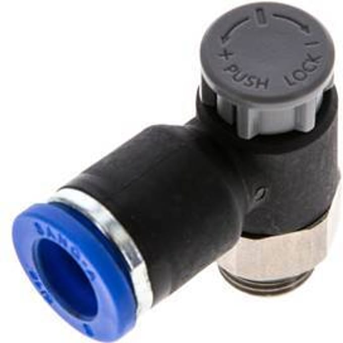 L-stuk Regelventiel 8 mm - G1/8'' Regeling-Uit Messing/Nylon Borgmoer