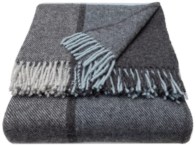 WOOOL Luxury Plaid - Block Check (Duck Egg) - 150x183cm - 100% Wol