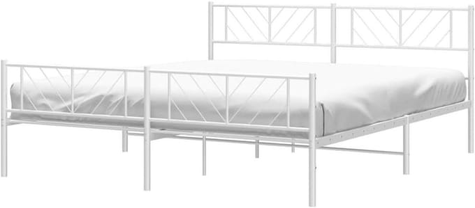 Bedframe met hoofdeinde - Ledikant metaal - Slaapkamer inrichten - Robuuste stalen constructie - 180x200 cm - Wit