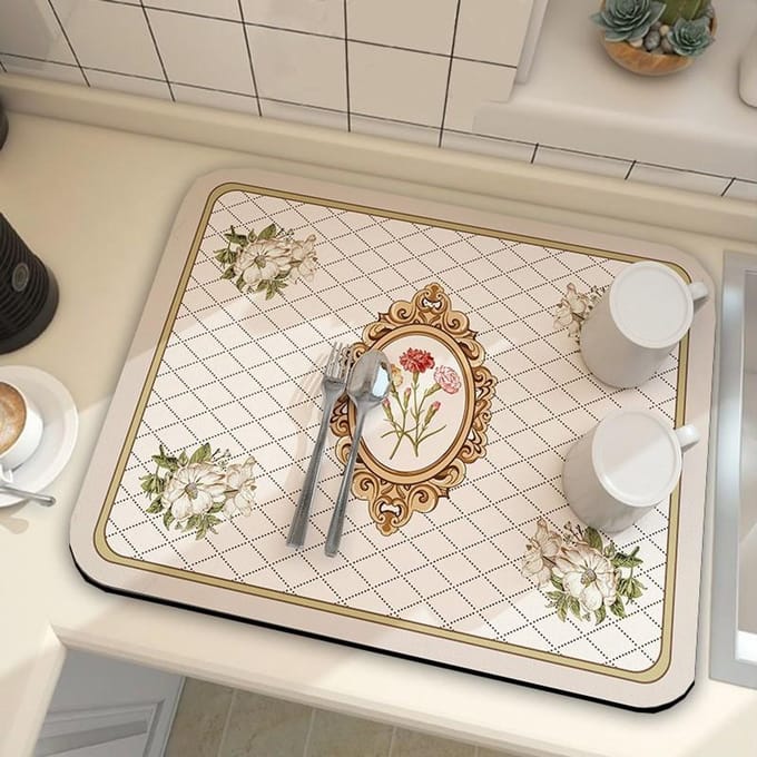 Absorbant la boue, séchage rapide, résistant à la chaleur, antidérapant, tapis de séchage de la vaisselle, napperon, tapis à café