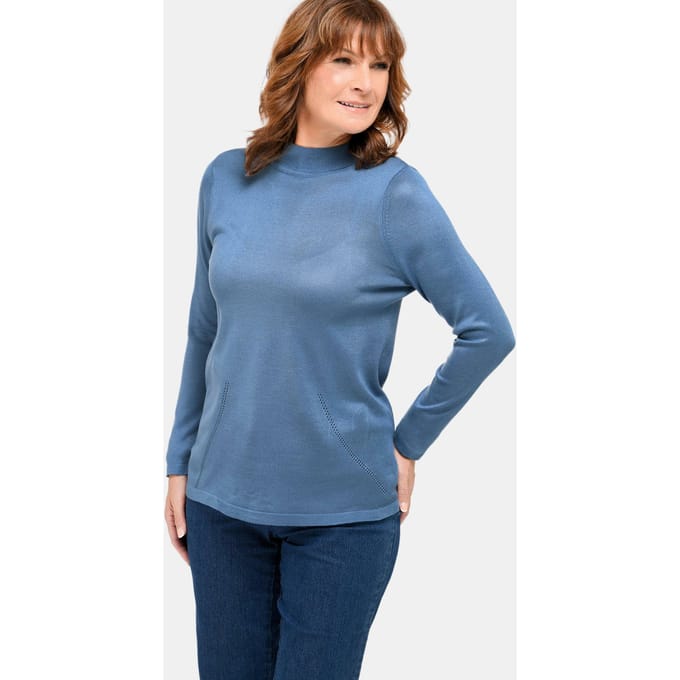 Pullover met opstaande kraag - rookblauw - Gr. 40 van Goldner Fashion