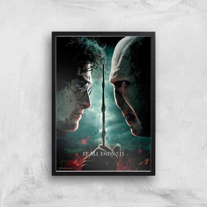 Harry Potter and the Deathly Hallows Part 2 Giclee Art Print - A3 - Black Frame