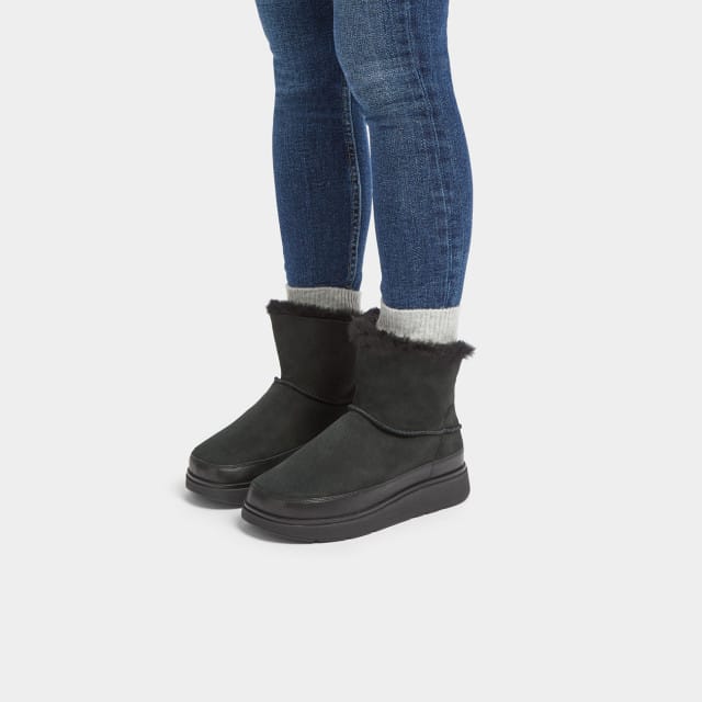 FitFlop Gen-ff Mini Omplooibare Shearling Laarzen ZWART - Maat 37