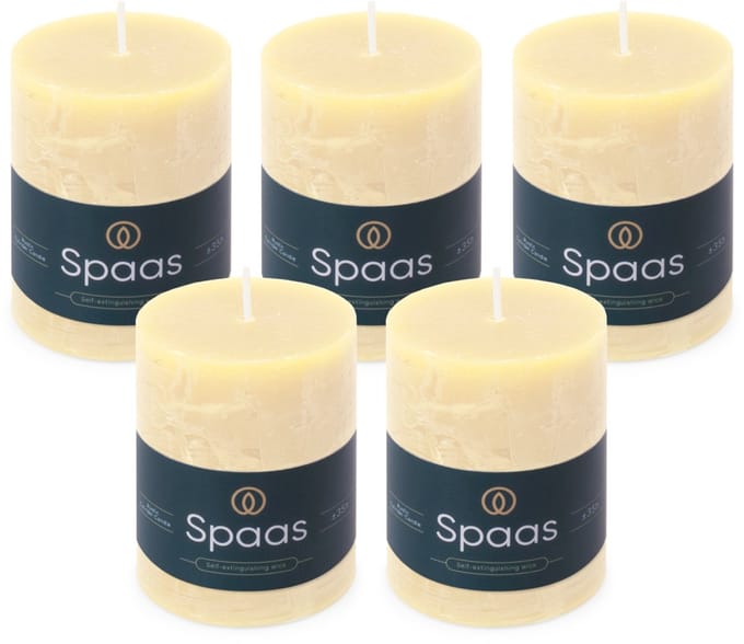 Spaas Rustieke Stompkaarsen - Ivoor - 70/95mm - circa 35 uur - 5 kaarsen
