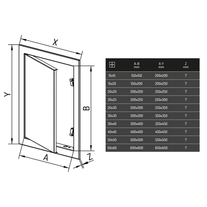 VELITE inspectieluik 20x20 cm wit klik-klak