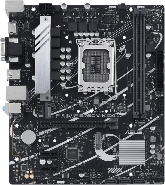 ASUS PRIME B760M-K D4 Moederbord - Intel B760 - Intel LGA1700 - DDR4 RAM - Micro-ATX