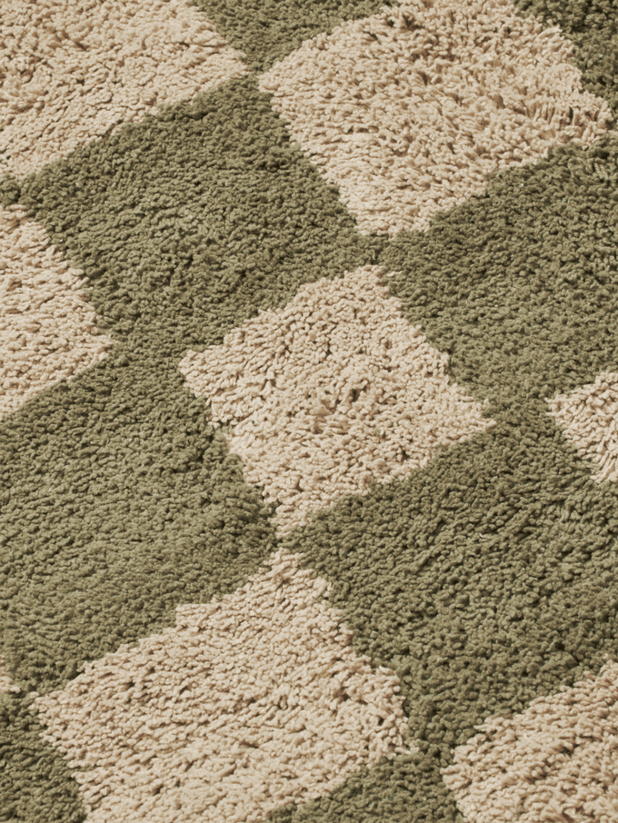 Ferm Living Mara wasbaar vloerkleed - elm green/warm sand