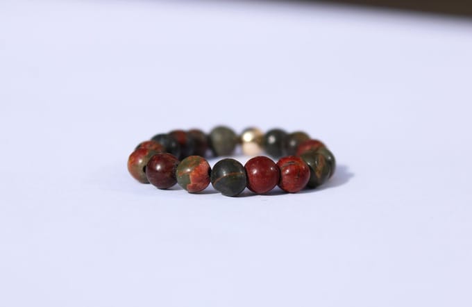 Bixorp Gems Edelsteen Ring van  Rode Picasso Jaspis - 4mm Kralen Ring - Cadeau voor haar