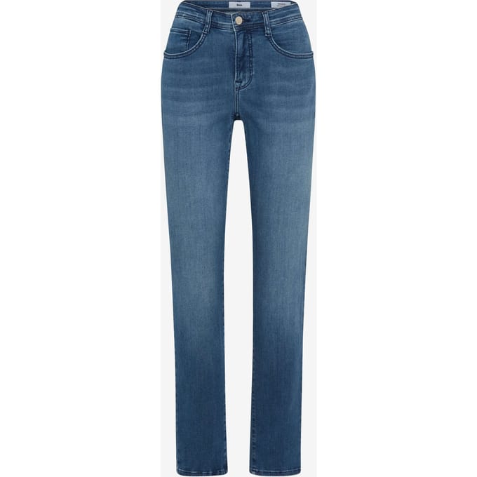 Brax Dames Jeans  Style CAROLA USED STONE BLUE, denim blauw regular, maat 36L