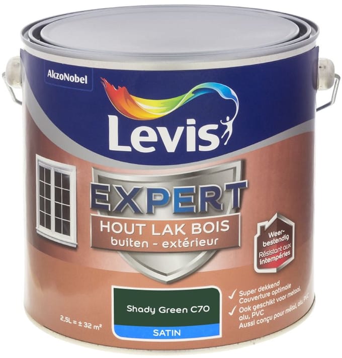Levis - Expert Hout Lak Buiten Satin Mix - Shady Green C70 - Mengverf - 2,5 L