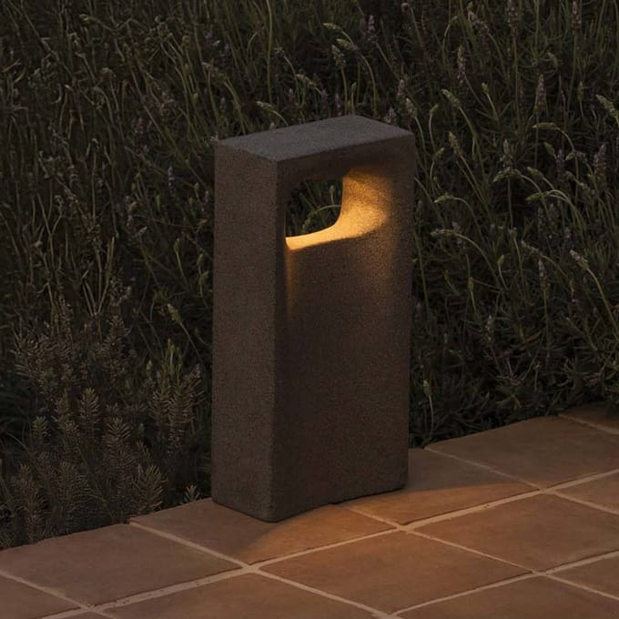 FARO BARCELONA LED sokkellamp Glint, 3000K, 40 cm,  grijs, beton, IP55