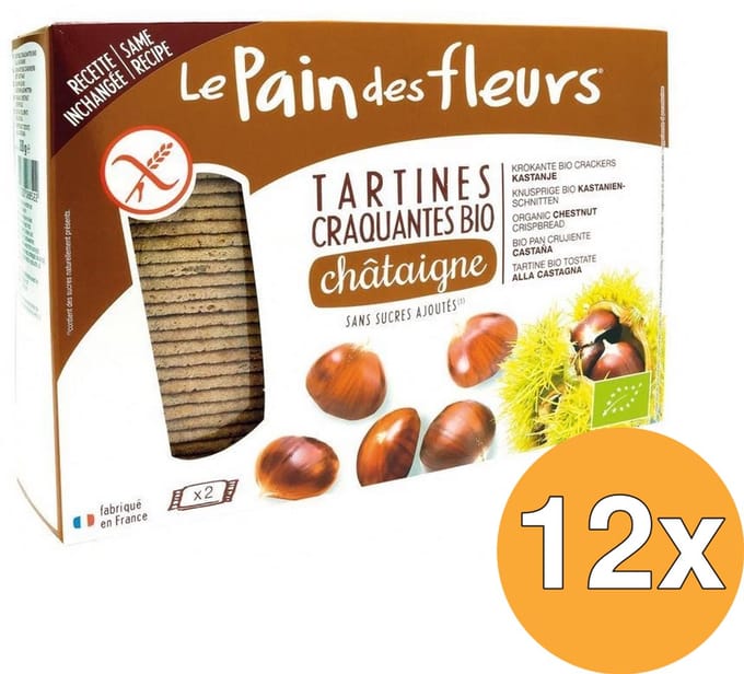 12x Le Pain Des Fleurs Tamme Kastanje Crackers Bio (300 gr)