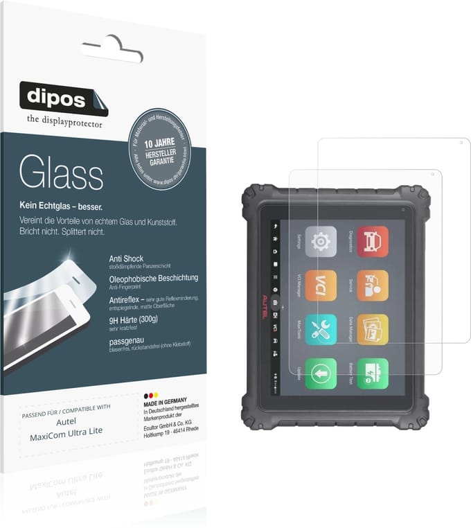 dipos – 2x Matte Pantserfolie geschikt voor Autel MaxiCom Ultra Lite | 9H Screenprotector