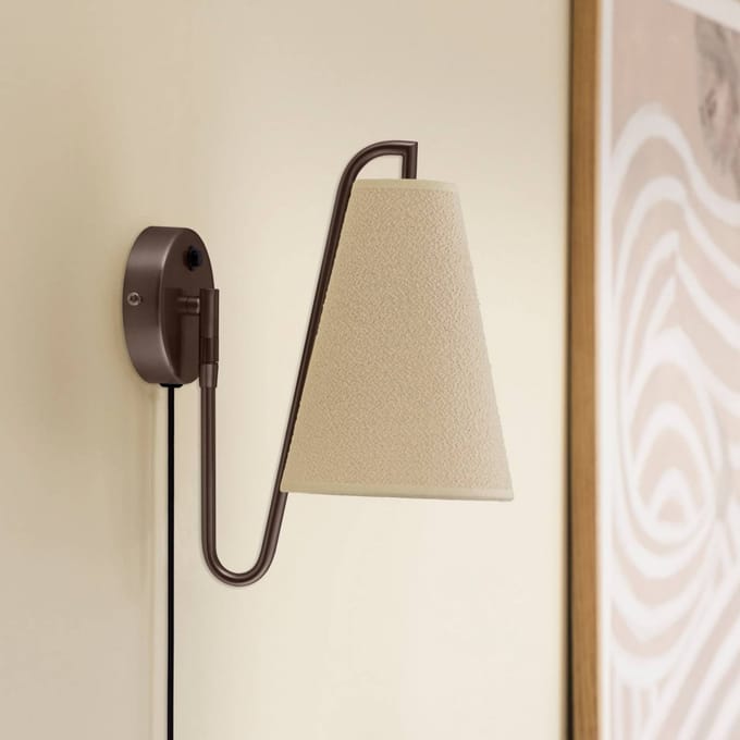 Globen Lighting wandlamp Lou, brons/wit, Ø 14 cm, stekker