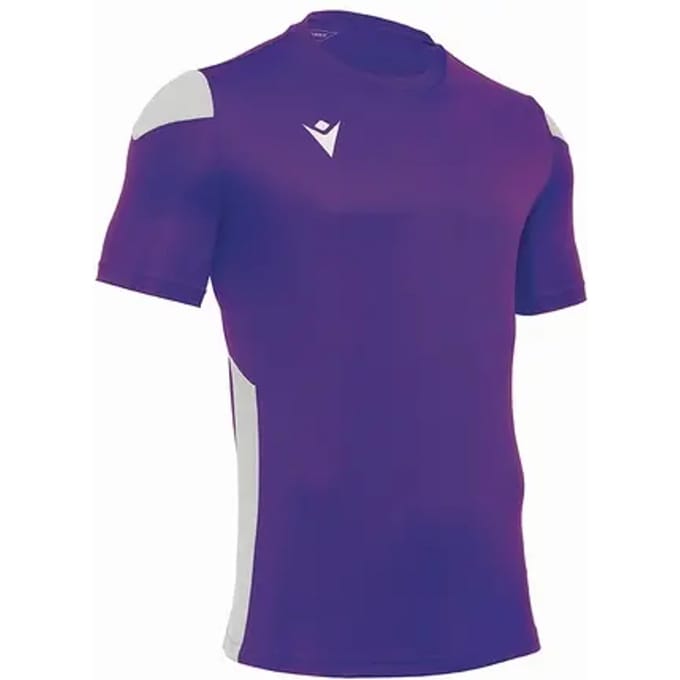 Macron Polis Shirt Korte Mouw Heren - Wit / Paars | Maat: M