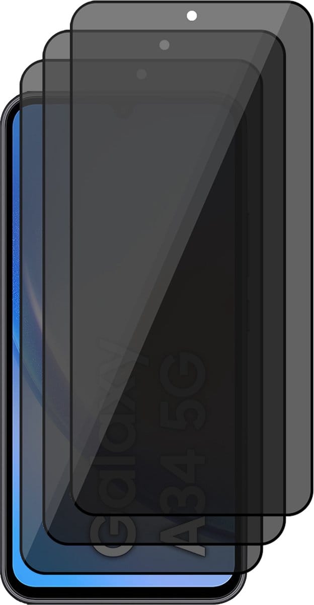 Privacy Screenprotector geschikt voor Samsung Galaxy A34 - 3x Glas Screen Protector FullGuard