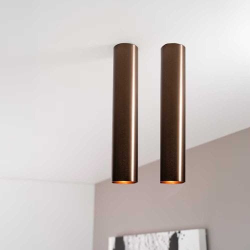 2x Canopus bronzo l by LUSENZ - Cilindervormige opbouwspot in met geborsteld bronzen coating