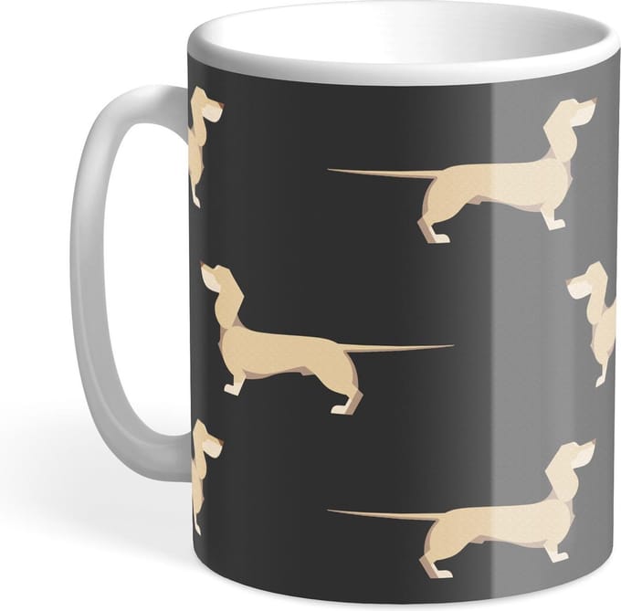Hound & Herringbone - Cream Teckel Designer Mok - Cream Dachshund Designer Mug