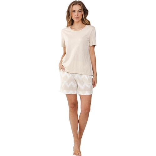 Pastunette Premium Shortama Sketchy Waves - Beige - Katoen/Modal - Maat 38