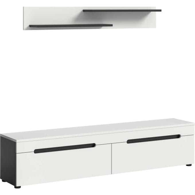 Canu Lowboard + Wandplank staand-hangend wit NB Basalt NB Abs. wit NB - 33x170x38cm