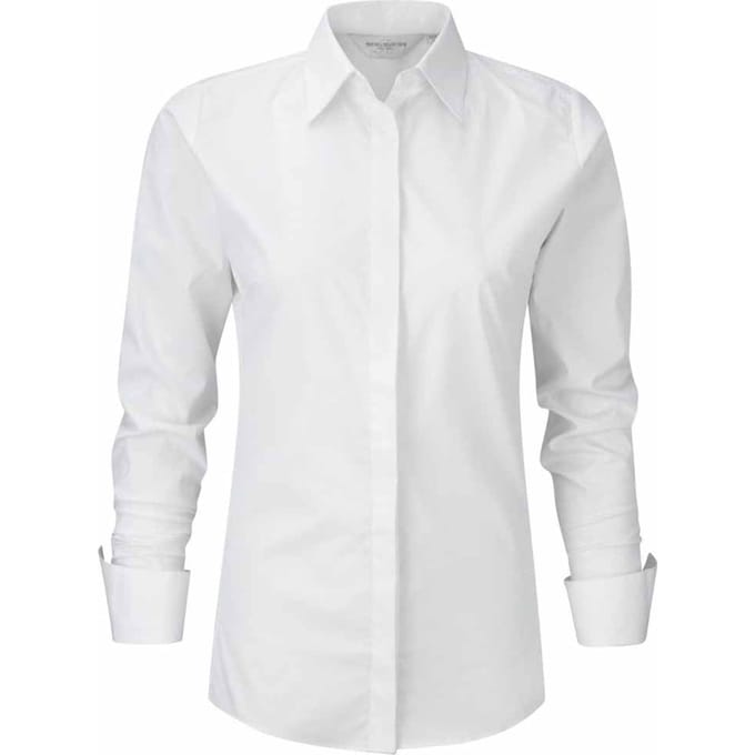 Russell Collection Dames/Dames Ultimate Stretch Shirt Met Lange Mouwen (Wit)