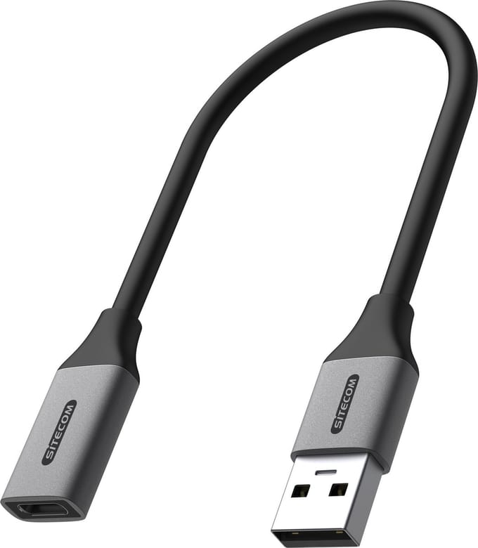 Sitecom AD-1013 USB-kabel 0,15 m USB A USB C Zwart, Grijs