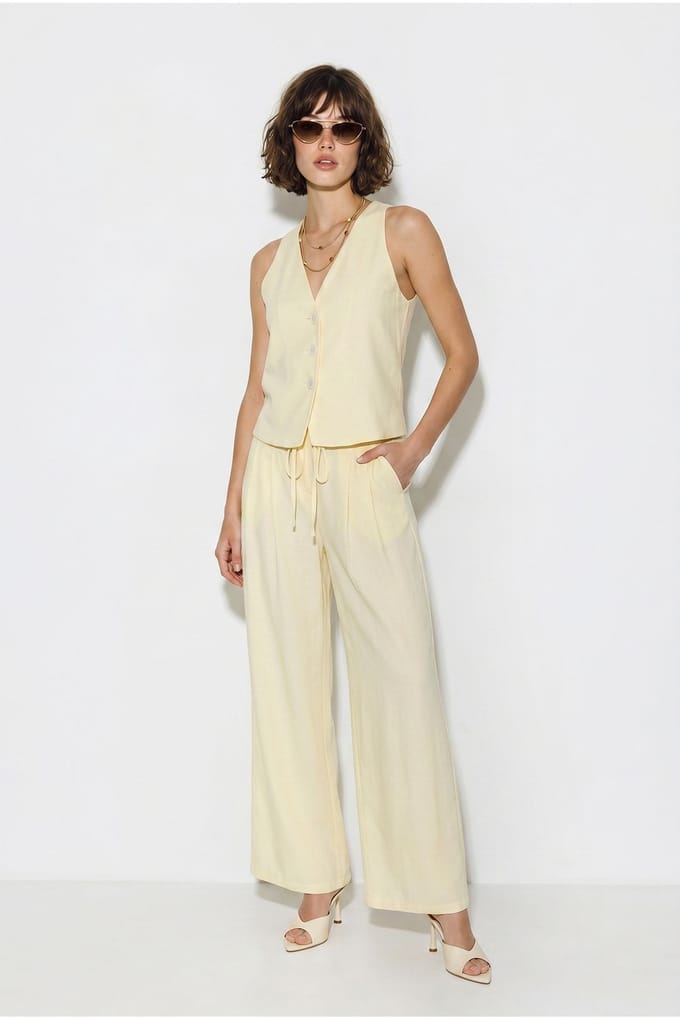 Katoenen Vest en Brede Pantalon Set