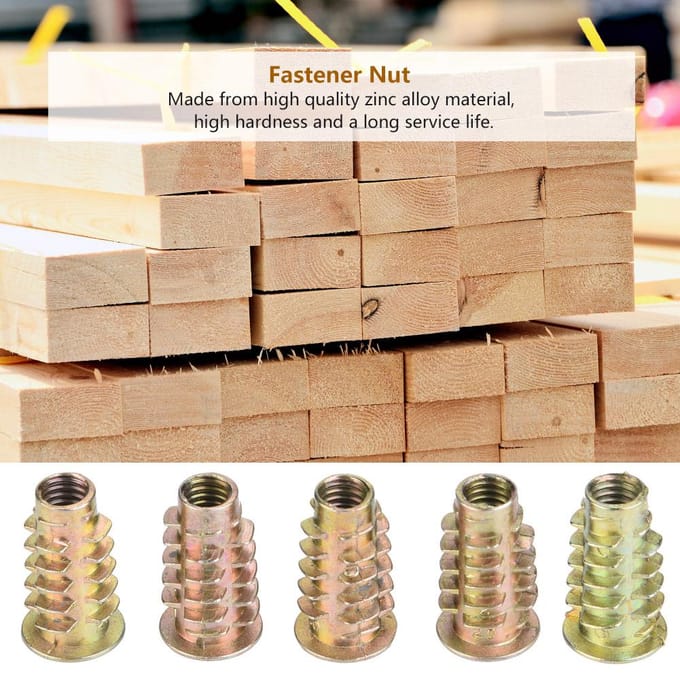 50 stuks M6 zinklegering binnenzeskantmoeren voor houten meubels (M6*20)