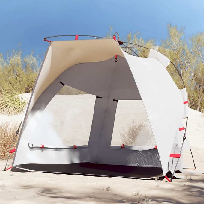 vidaXL - Strandtent - 2-persoons - waterdicht - snelontgrendeling - grijs