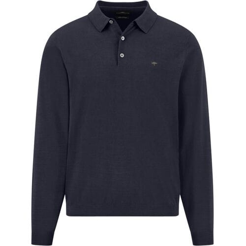 Fynch-Hatton Polo Longsleeve Slub Cotton Navy / male
