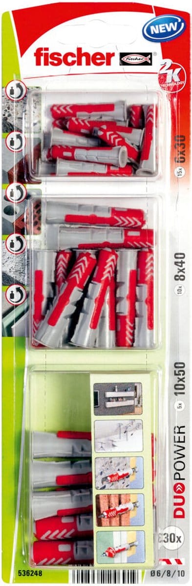 Fischer 536248 DuoPower 6,8,10 K NV Universele pluggen 1 set(s)