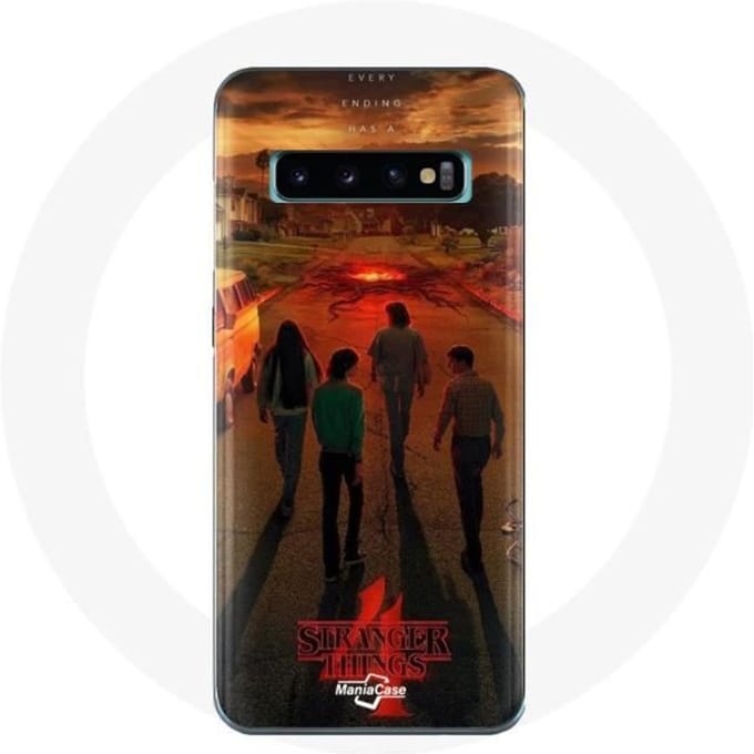 Coque pour Samsung Galaxy S10 Stranger Things Saison 4 Affiche Art Equipages de la Nouvelle Théorie