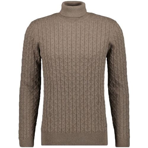 Ragman Trui Knitted Cable Design Rollneck Cotton Cashmere Camel / male