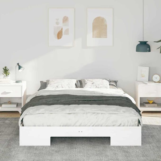 vidaXL - Bedframe - Wit - 150 - x - 200 - cm