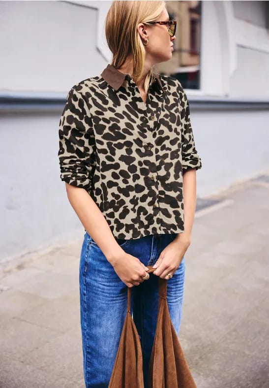 Overhemd met lange mouwen van corduroy met print