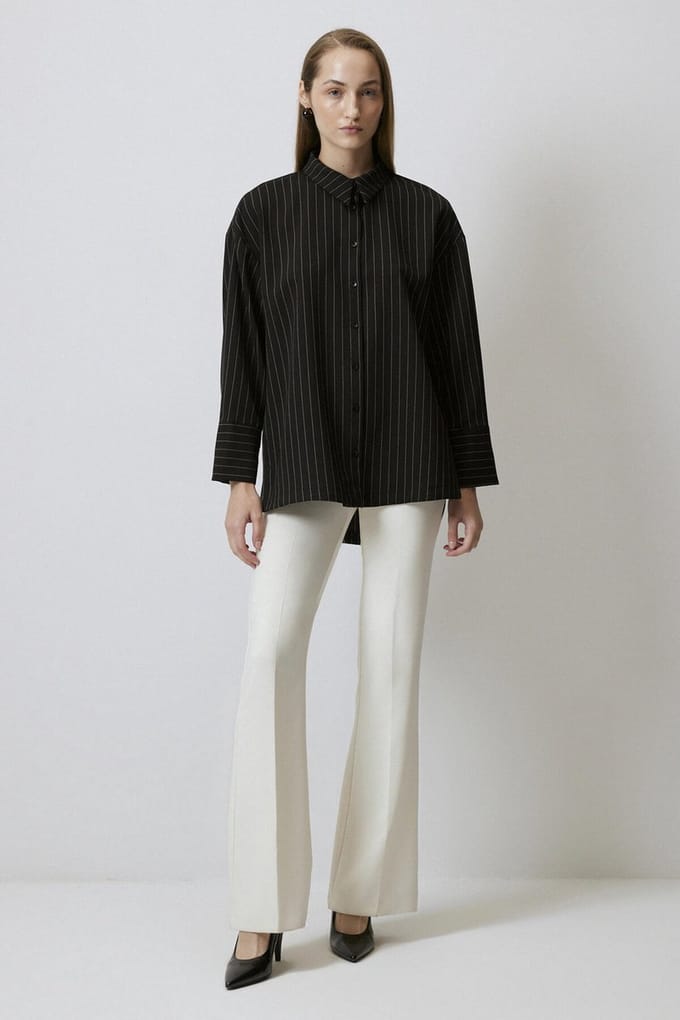 Touché Privé - Oversize gestreept overhemd - Zwart - Dames