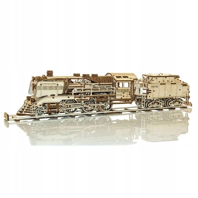 WoodenCity 3D Houten Trein Puzzel: Stoomlocomotief met Tender