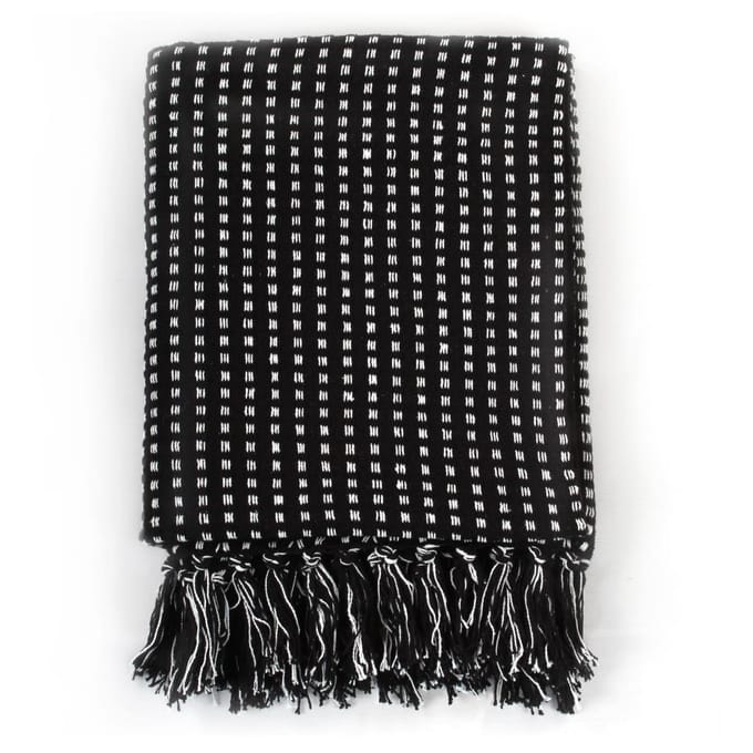 vidaXL - Plaid - vierkanten - 125x150 - cm - katoen - zwart