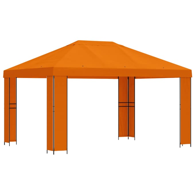 vidaXL - Prieel - 4 - × - 3 - m - Oranje - Polyester - en - Staal - 190 - gsm