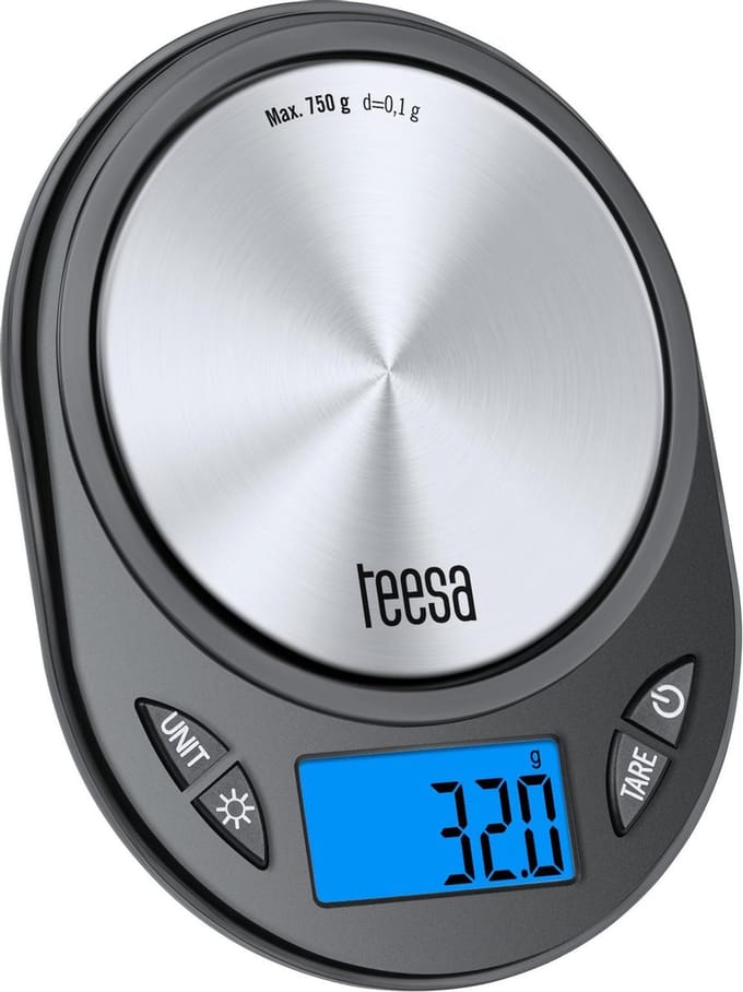 Teesa TSA0807 - Digitale precisieweegschaal, roestvrijstaal/ zwart